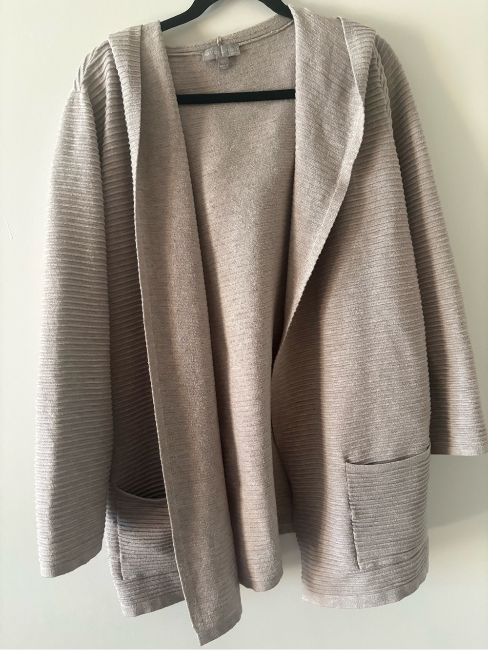 Revolution Open-Front Cardigan in Light Taupe